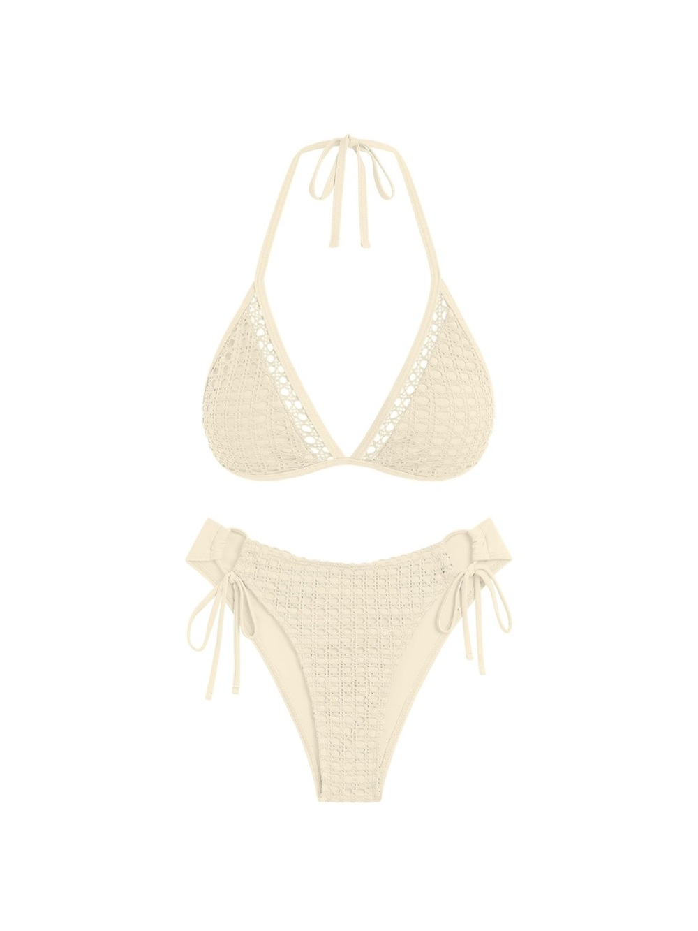 Zaful Cream Crochet Tie-Side Bikini Womens Size Medium